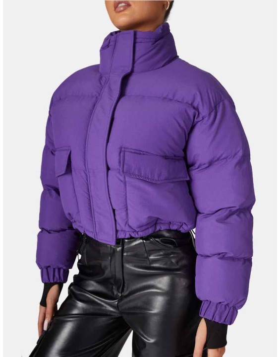 CROPPED POCKET DETAIL PUFFER PURPLE