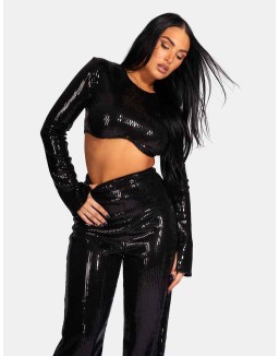 ULTIMATE SEQUIN UNDERBUST TOP BLACK