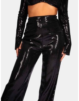 ULTIMATE SEQUIN WIDE LEG TROUSER BLACK