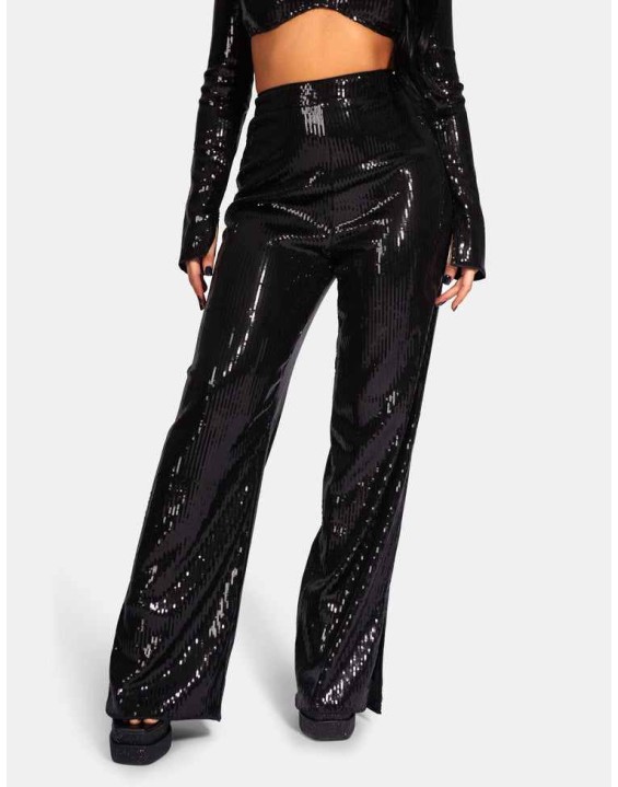 ULTIMATE SEQUIN WIDE LEG TROUSER BLACK