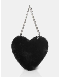 The Anouk Black Heart Shaped Faux Fur Grab Bag
