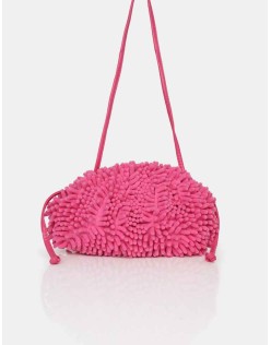 The Ausha Pink Chenille Clutch Bag