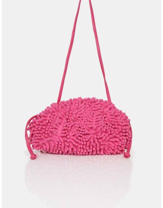 The Ausha Pink Chenille Clutch Bag