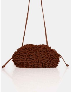 The Ausha Chocolate Chenille Clutch Bag