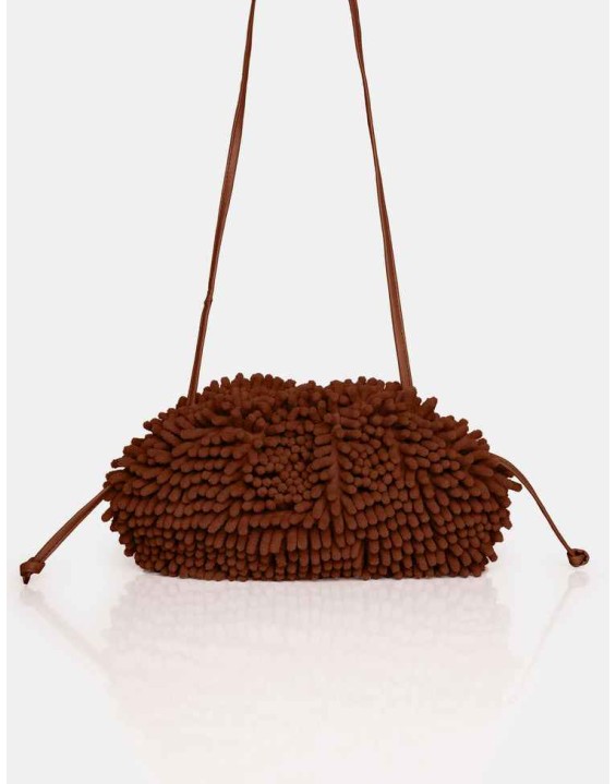 The Ausha Chocolate Chenille Clutch Bag