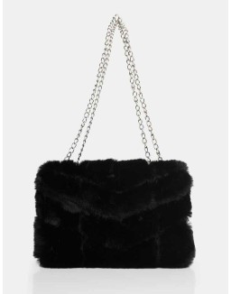 The Marshmallow Black Faux Fur Shoulder Bag