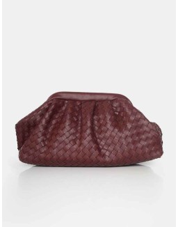 The Project Burgundy Woven Pu Clutch Bags