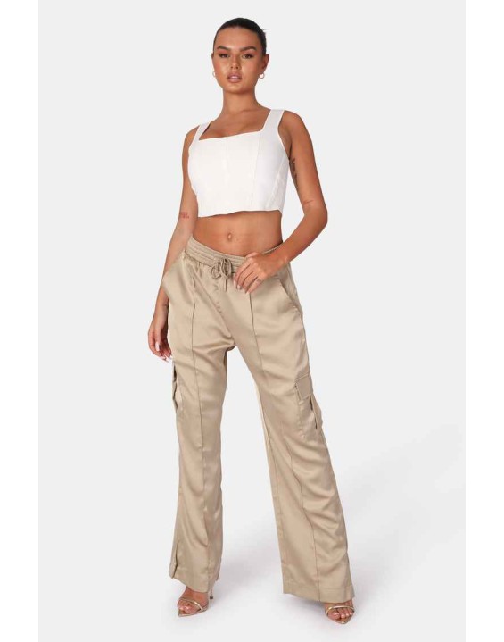 SEAM DETAIL KNITTED CORSET TOP WHITE