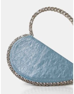 The Zee Ice Blue Metallic Diamante Love Heart Grab Bag