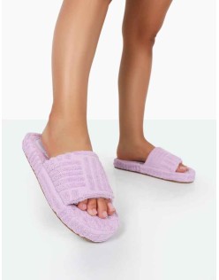 Juicy Lilac Terry Towelling Slider Slippers