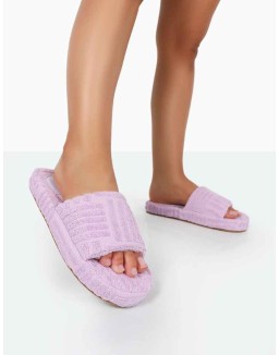 Juicy Lilac Terry Towelling Slider Slippers