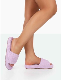 Juicy Lilac Terry Towelling Slider Slippers