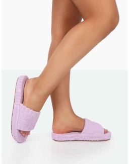 Juicy Lilac Terry Towelling Slider Slippers