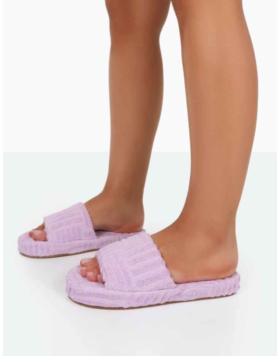 Juicy Lilac Terry Towelling Slider Slippers