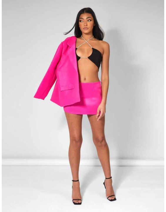 Tailored Micro Mini Skirt Pink