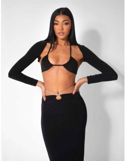 Bikini Top And Shrug Slinky Top Black