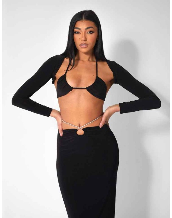 Bikini Top And Shrug Slinky Top Black