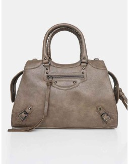 The Willa Metallic Grey Zip detail Tote Bag