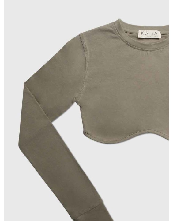 LONG SLEEVE UNDERBUST CROP TOP ELM