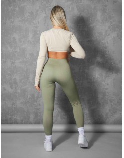 LONG SLEEVE UNDERBUST CROP TOP STONE