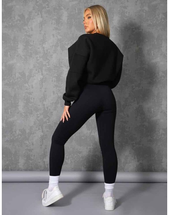 BROOKLYN SLOGAN OVERSIZED SWEATSHIRT BLACK