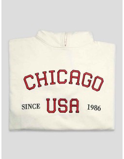 CHIGAGO SLOGAN OVERSIZED HOODIE ECRU