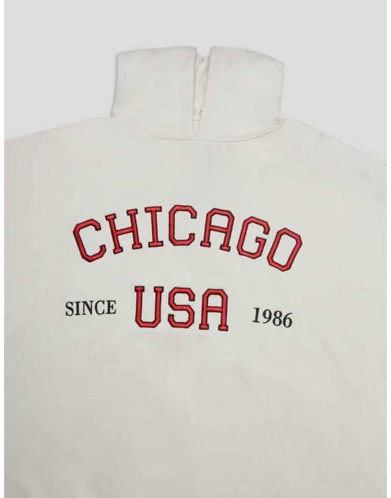 CHIGAGO SLOGAN OVERSIZED HOODIE ECRU
