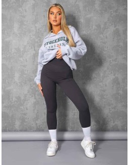 OVERSIZED STOCKHOLM SLOGAN RUGBY SWEATSHIRT GREY MARL