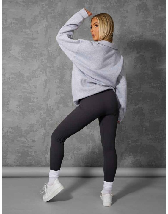 OVERSIZED STOCKHOLM SLOGAN RUGBY SWEATSHIRT GREY MARL