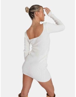 Knitted Off Shoulder Dress Ivory