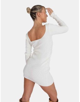 Knitted Off Shoulder Dress Ivory