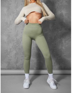 KAIIA PREMIUM RIB SEAMLESS LEGGINGS KHAKI