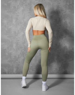 KAIIA PREMIUM RIB SEAMLESS LEGGINGS KHAKI