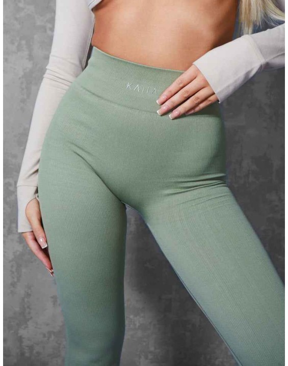 KAIIA PREMIUM RIB SEAMLESS LEGGINGS KHAKI
