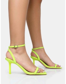 Yara Lime Pu Barely There Mid Stiletto Heels