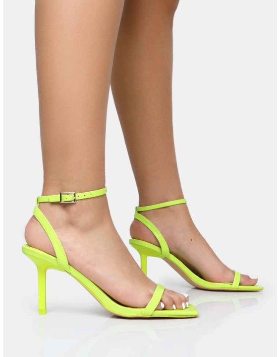 Yara Lime Pu Barely There Mid Stiletto Heels