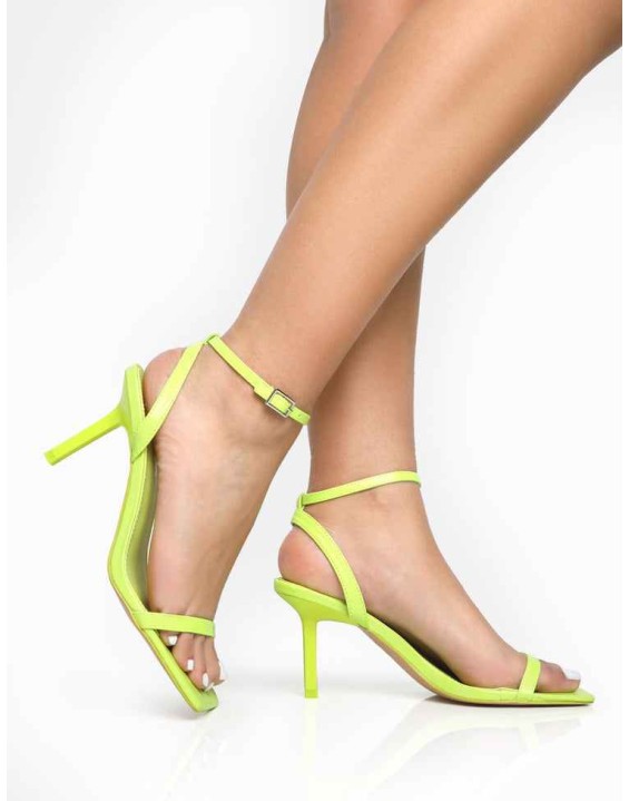 Yara Lime Pu Barely There Mid Stiletto Heels