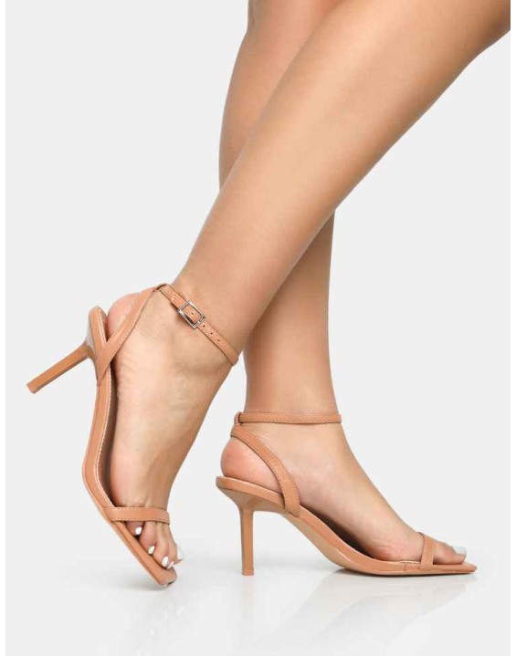 Yara Nude Pu Barely There Mid Stiletto Heels