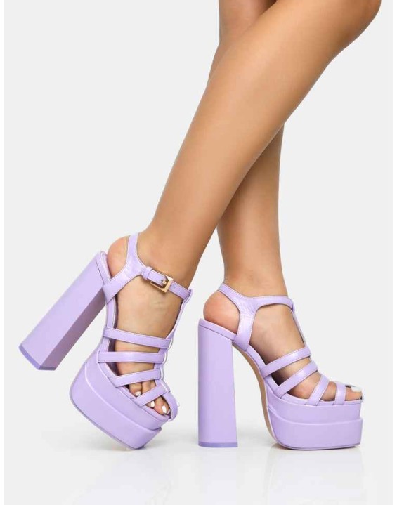 Denver Lilac Woven Double Platform Sandal Heels
