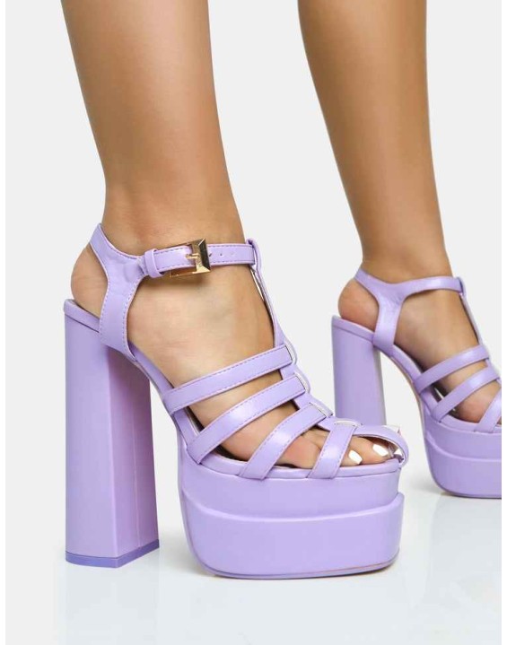 Denver Lilac Woven Double Platform Sandal Heels