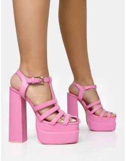 Denver Baby Pink Woven Double Platform Sandal Heels