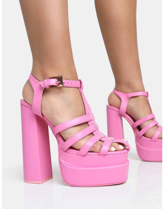 Denver Baby Pink Woven Double Platform Sandal Heels