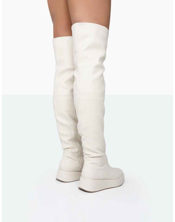 Erica Bone Pu Chunky Platform Sole Over The Knee Boots