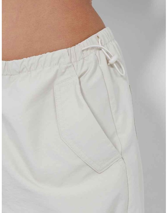 DRAWSTRING WAIST PARACHUTE CARGO TROUSERS STONE