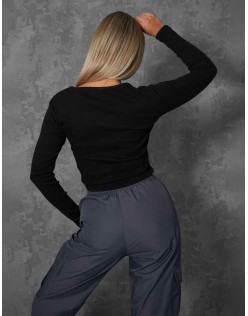 FITTED LONG SLEEVE T-SHIRT BLACK