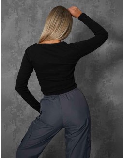 FITTED LONG SLEEVE T-SHIRT BLACK