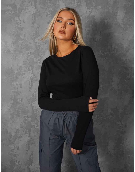 FITTED LONG SLEEVE T-SHIRT BLACK
