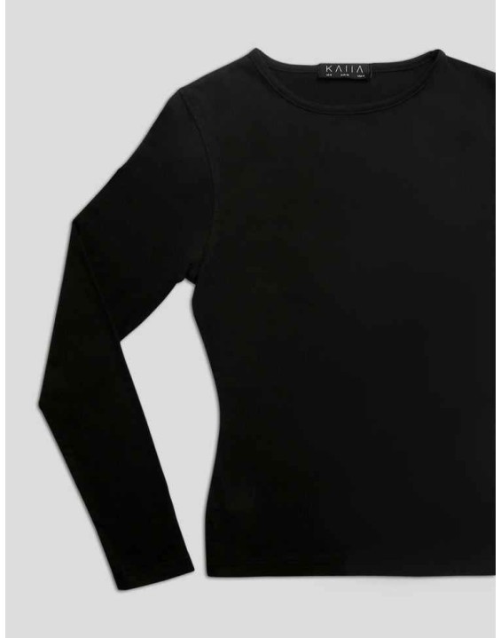 FITTED LONG SLEEVE T-SHIRT BLACK