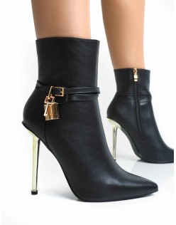Niko Black Satin Diamante Barely There Square Toe Stiletto Heels