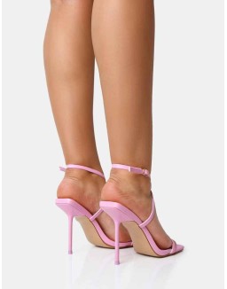 Amy Baby Pink Strappy Barely There Square Toe Stiletto Heels